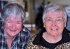 A photo of Rev. Gail Ricciuti and Dr. Virginia Ramey Mollenkott at Virginia's 80th birthday celebration.